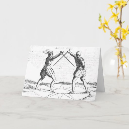 ヴィンテージの二重フェンシングのメッセージカード カード (黄色い花)