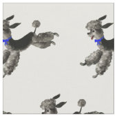 ヴィンテージの五十年代の幸せで黒いプードル ファブリック (クローズアップ)