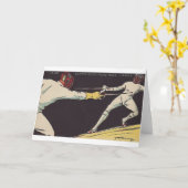 ヴィンテージの人のEpeeのフェンシングのメッセージカード カード (黄色い花)