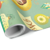 ヴィンテージの人形及びトナカイのクリスマスの包装紙 ラッピングペーパー (ロールコーナー)