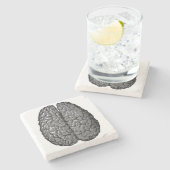 ヴィンテージの人間の脳のイラストレーション ストーンコースター (横)