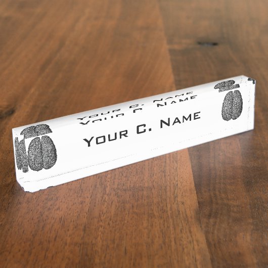 ヴィンテージの人間の脳のイラストレーション デスクネームプレート (側面)