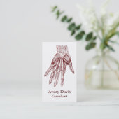 ヴィンテージの人間の解剖学の芸術手は赤を押し進ませます 名刺 (スタンド正面)
