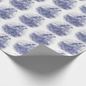 ヴィンテージの人魚が網に捕らえられたヒトデのシェルブルー ラッピングペーパー (角)