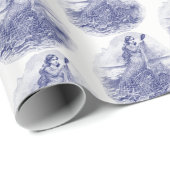 ヴィンテージの人魚が網に捕らえられたヒトデのシェルブルー ラッピングペーパー (ロールコーナー)