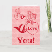 ヴィンテージの人魚のバレンタインデー シーズンカード (正面)