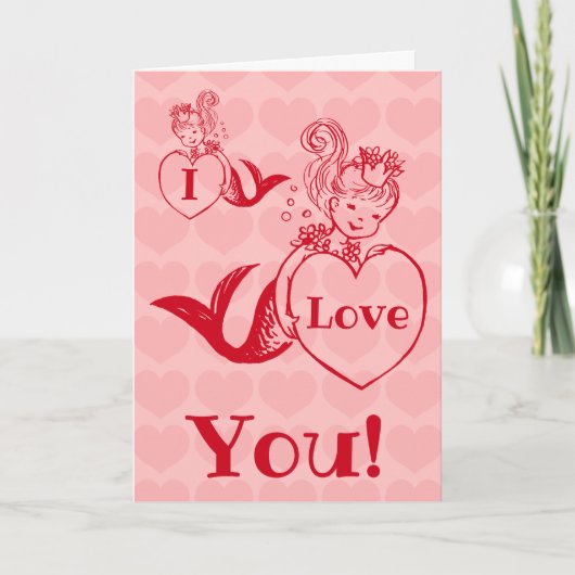ヴィンテージの人魚のバレンタインデー シーズンカード (正面)