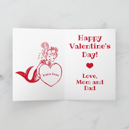 ヴィンテージの人魚のバレンタインデー シーズンカード (内部)