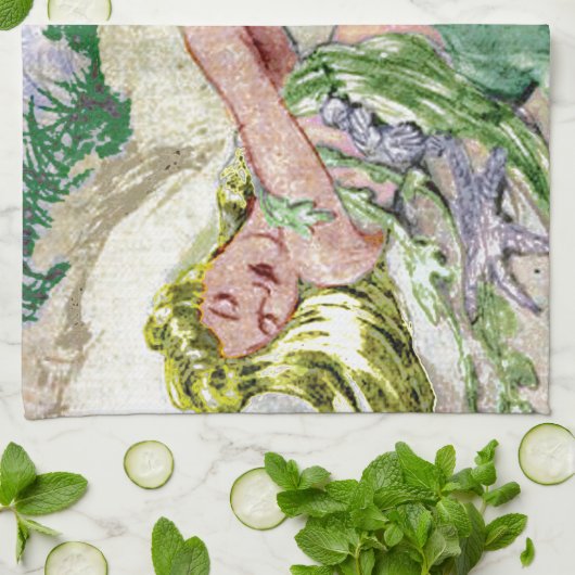 ヴィンテージの人魚の台所タオル キッチンタオル (折り畳み)