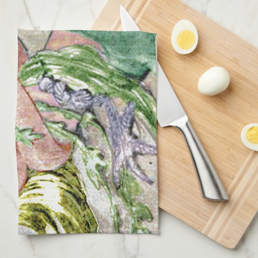 ヴィンテージの人魚の台所タオル キッチンタオル (四つ折り)