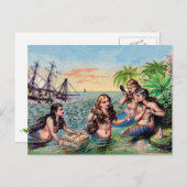 ヴィンテージの人魚の郵便はがき ポストカード (正面/裏面)