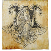 ヴィンテージの人魚のver 2 シャワーカーテン (正面)