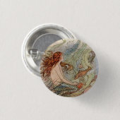 ヴィンテージの人魚ボタンPin 缶バッジ (正面&裏面)