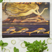 ヴィンテージの人魚 キッチンタオル (折り畳み)