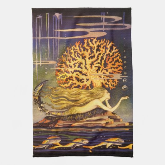 ヴィンテージの人魚 キッチンタオル (縦)