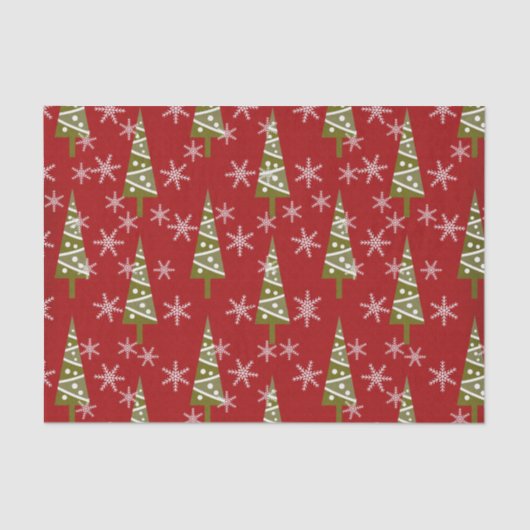 ヴィンテージの休日のクリスマスパターン 薄葉紙 (正面)