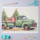 ヴィンテージの休日の伝統：トラックとクリスマスツリー 薄葉紙 (クラフト)