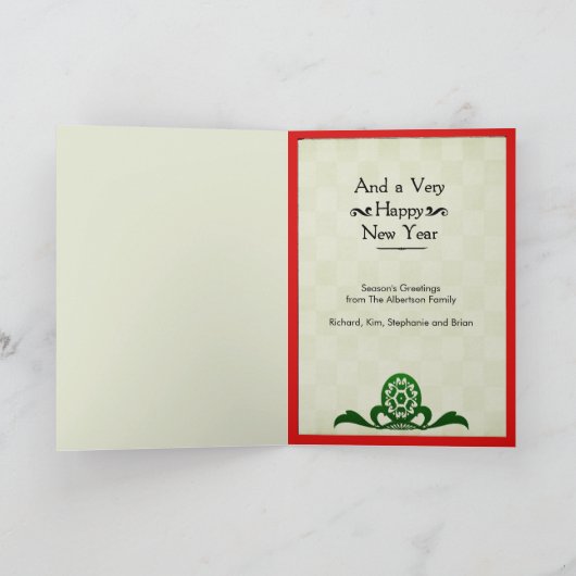 ヴィンテージの休日の夕食のメリークリスマスは個人化なります シーズンカード (内部)