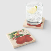 ヴィンテージの休日の応援のクリスマスのミトン ストーンコースター (横)