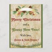 ヴィンテージの休日の挨拶クリスマスと新年 ポストカード (正面)