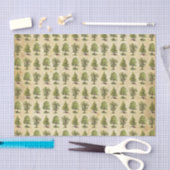 ヴィンテージの休日の木パターン 薄葉紙 (クラフト)