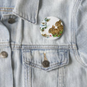 ヴィンテージの休日の鳥およびバニー 缶バッジ (インサイチュ)