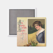 ヴィンテージの休日、感謝祭、収穫祭、巡礼祭 マグネット (正面/裏面)