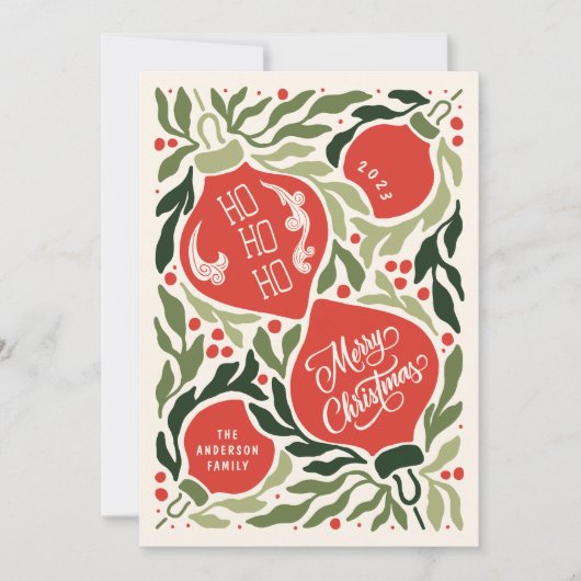 ヴィンテージの伝統メリークリスマスノンフォト シーズンカード (正面)