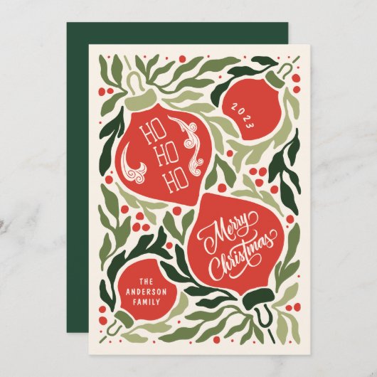 ヴィンテージの伝統メリークリスマスノンフォト シーズンカード (正面/裏面)