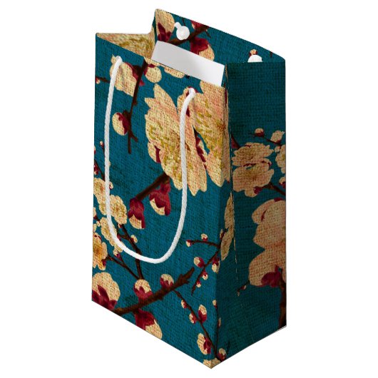 ヴィンテージの伝統的な和紙のプリント スモールペーパーバッグ (正面アングル)