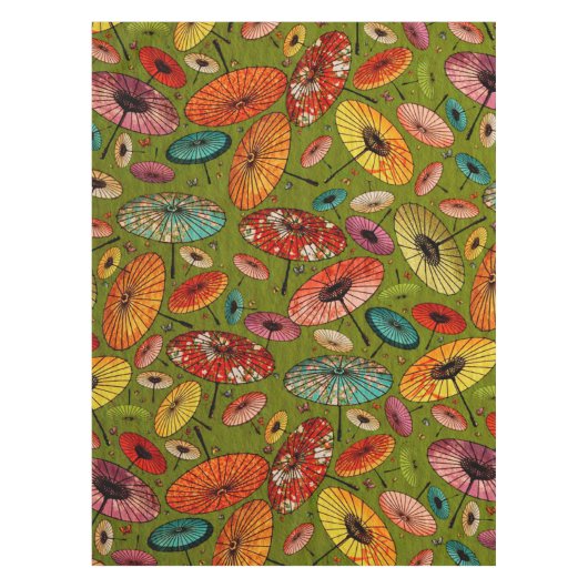 ヴィンテージの伝統的な和紙のプリント テーブルクロス (正面)