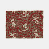 ヴィンテージの伝統的な和紙のプリント フリースブランケット (正面(横))