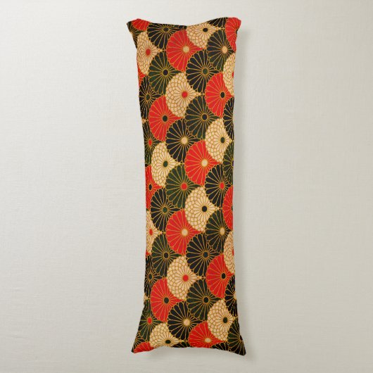 ヴィンテージの伝統的な和紙のプリント ボディピロー (正面縦)