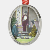 ヴィンテージの伝統的な日本人のMahjongの麻雀 メタルオーナメント (左)