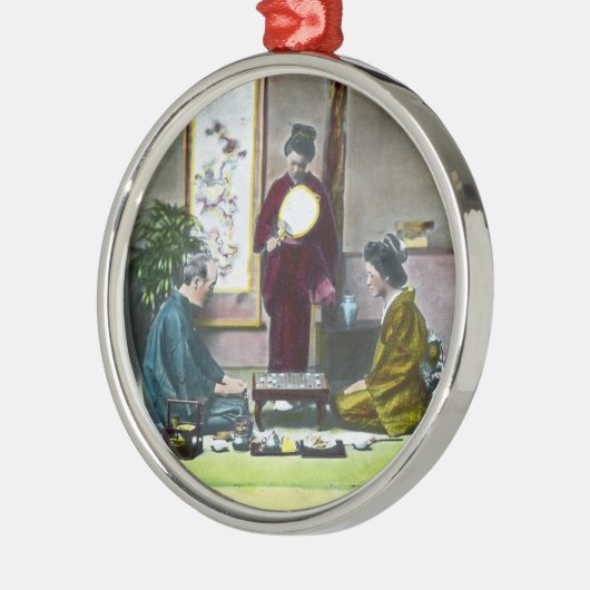 ヴィンテージの伝統的な日本人のMahjongの麻雀 メタルオーナメント (左)