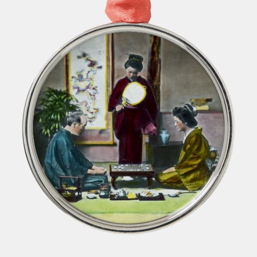 ヴィンテージの伝統的な日本人のMahjongの麻雀 メタルオーナメント (正面)