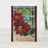 ヴィンテージの伝説のポインセチア・クリスマス カード (正面)