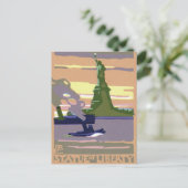 ヴィンテージの住所の変更、自由の女神NYC 案内ポストカード (スタンド正面)