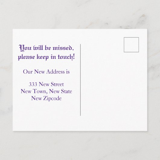 ヴィンテージの住所変更差欠 ポストカード (裏面)