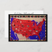 ヴィンテージの住所統一された州変更地図 招待状 (正面/裏面)