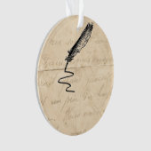 ヴィンテージの作家の羽のクイル オーナメント (正面)