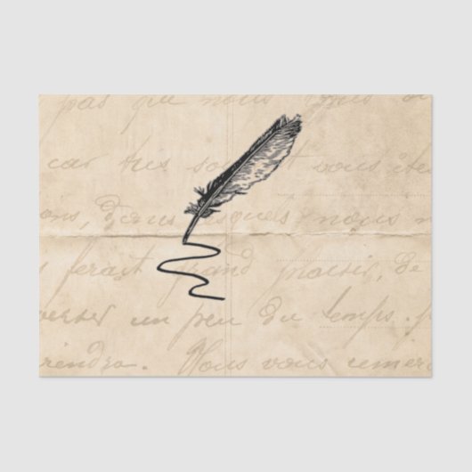 ヴィンテージの作家の羽のクイル 薄葉紙 (正面)