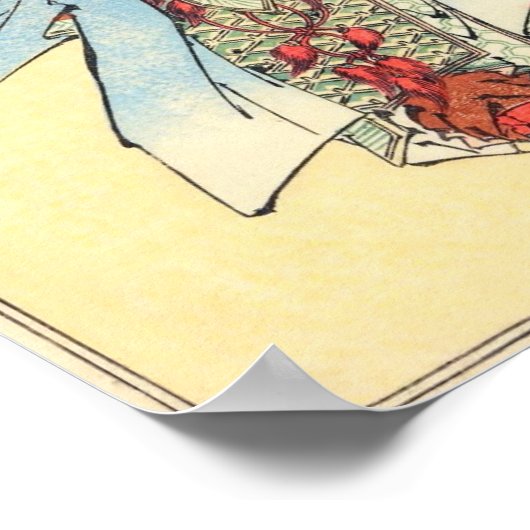 ヴィンテージの侍スケッチ北斎美術 ポスター (角)