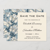 ヴィンテージの保存日付、アールヌーボーのアイリス花 セーブザデート (正面/裏面)