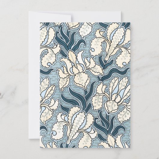 ヴィンテージの保存日付、アールヌーボーのアイリス花 セーブザデート (裏面)