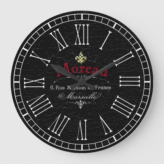 ヴィンテージの個人用フランスの設定 ラージ壁時計 (正面)