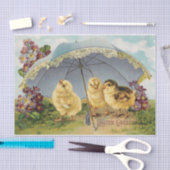 ヴィンテージの傘の下のイースターチックス 薄葉紙 (クラフト)