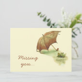 ヴィンテージの傘を持つ孤独恋しく思なカエル カード (スタンド正面)