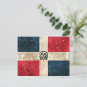 ヴィンテージの傷の付いたドミニカ共和国国旗 ポストカード (スタンド正面)