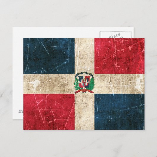 ヴィンテージの傷の付いたドミニカ共和国国旗 ポストカード (正面/裏面)